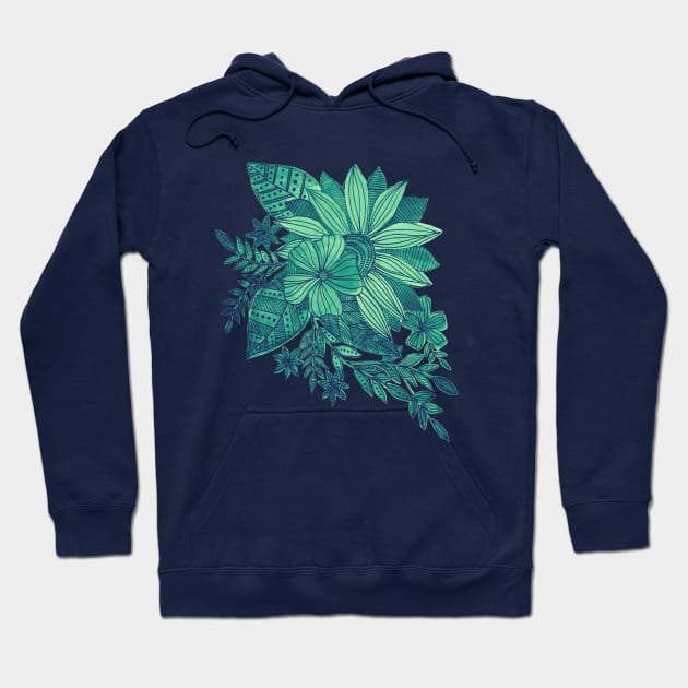 Teal watercolor sunflower Hoodie by wackapacka